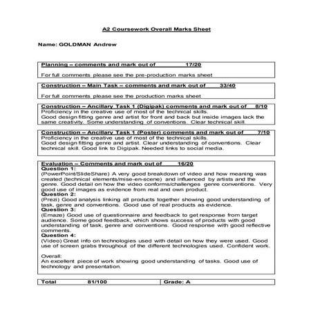 Goldman andrew   evaluation and overall feedback sheet