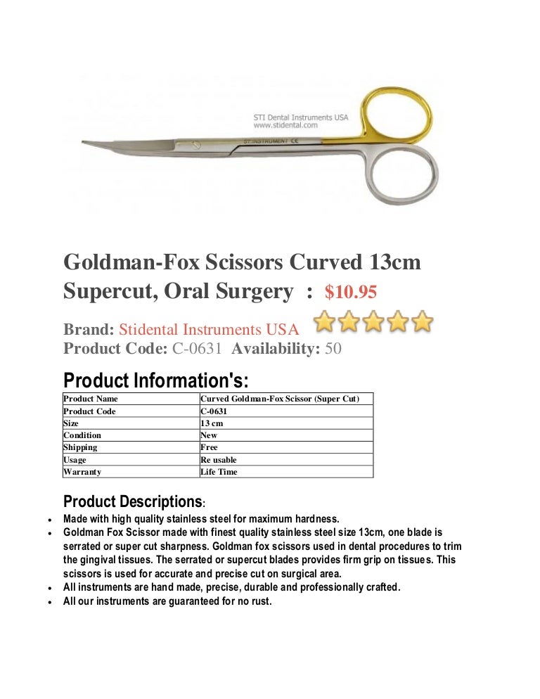Super Cut Sharpness Goldman Fox Scissor Curved Size 13cm Code C-0631
