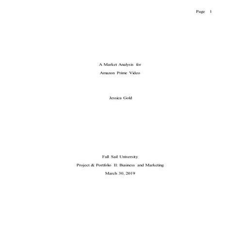 Market Analysis Report on Amazon Prime Video