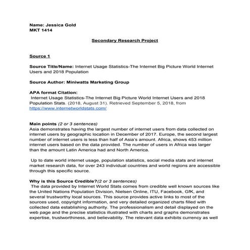 Marketing Research_Secondary Research Project