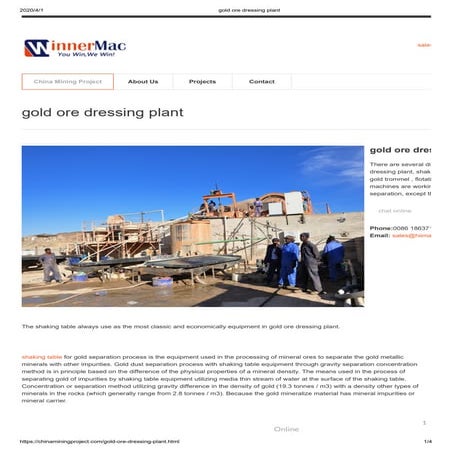 Gold ore dressing plant