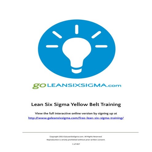 Free Lean Six Sigma Training (Yellow Belt Preview) by GoLeanSixSigma.com