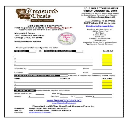 Golf Fore A Cure Registration Form 2010
