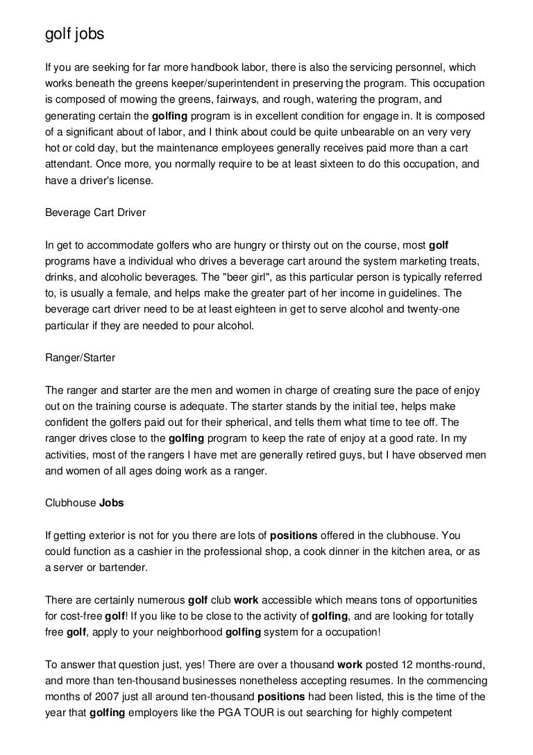 Golf Jobs