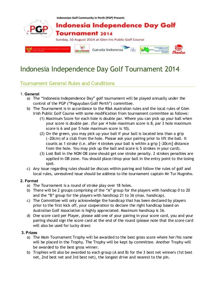 PGP Golf Tournament Rule 2014