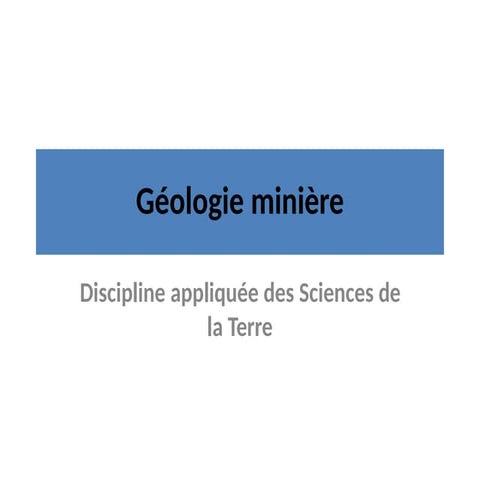 Cours d'Exploitation Minière : Techniques et Méthodes | PDF