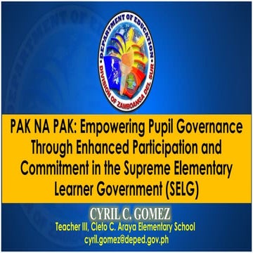 SELG Leadership training for new set of officers | PPTX