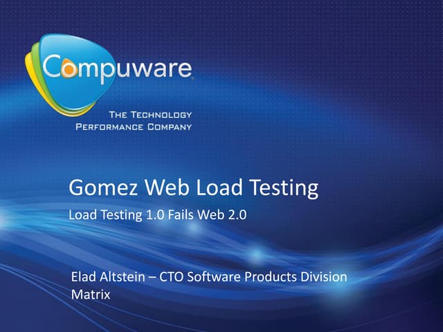Gomez loadtesting salesnov2011
