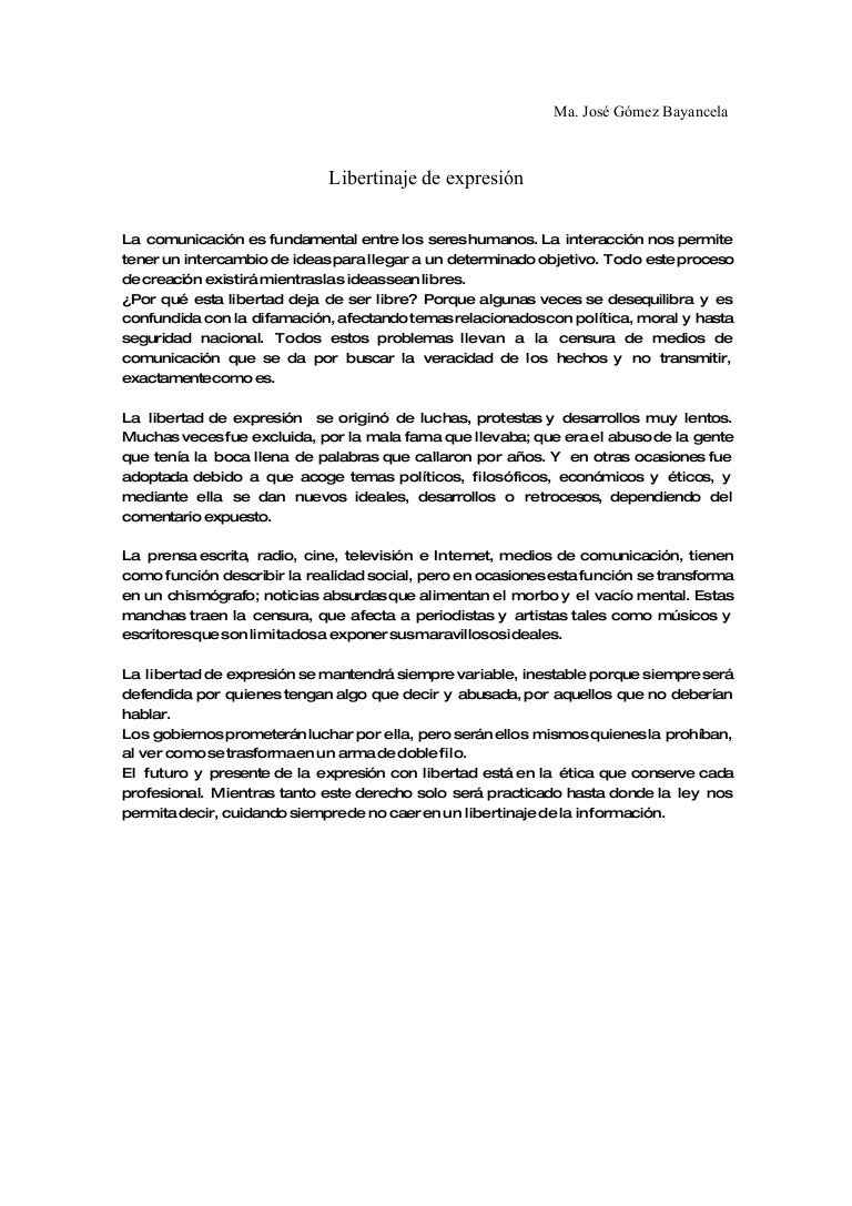 Gomez Maria Jose Libertinaje De ExpresióN