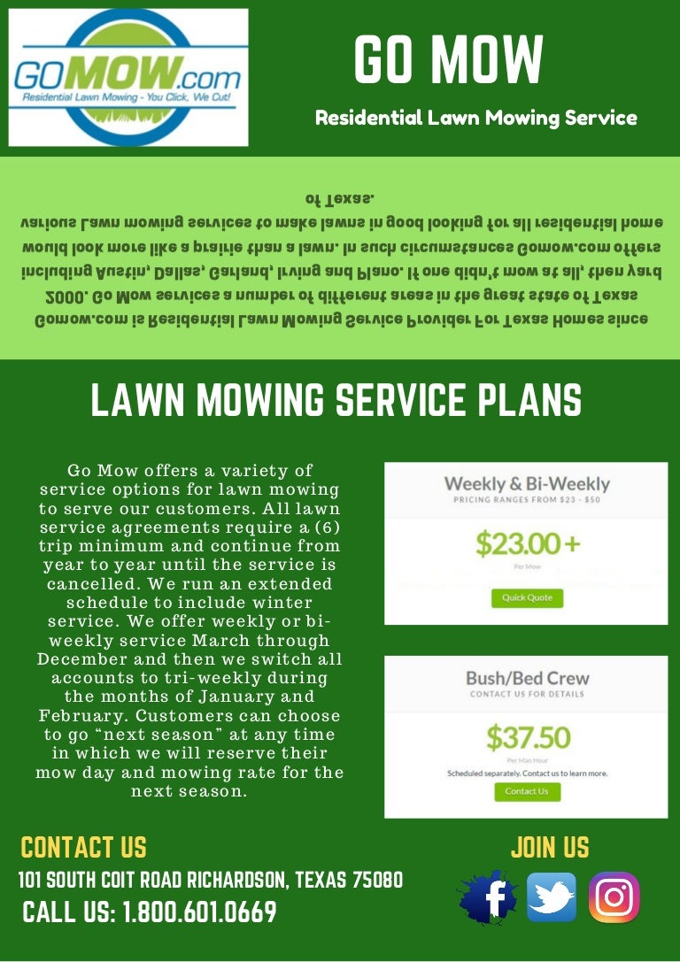 Go Mow Lawn Mowing Service Plans