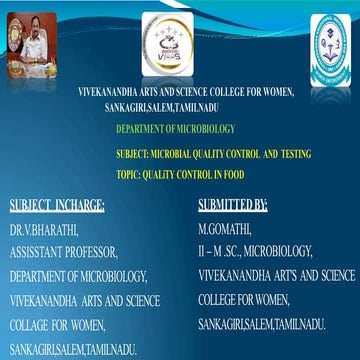 Quality Control In Food For Microbial Quality Control And Testing