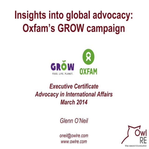 Insights into global advocacy: Oxfam's GROW campaign 