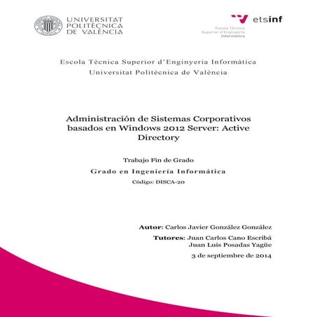 Administración de sistemas corporativos basados en windows 2012 server active...
