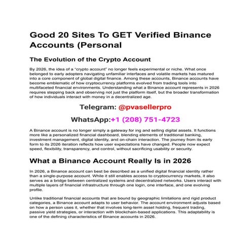 Overview of Binance Account Verification and Types Available | PDF