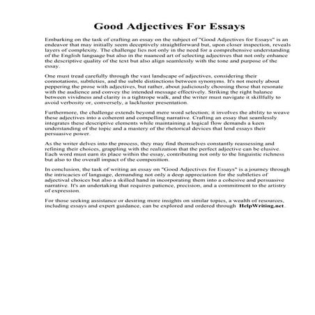 Good Adjectives For Essays | PDF
