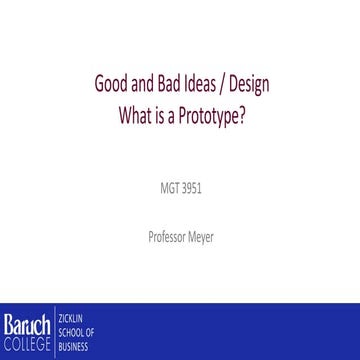 Understanding Good vs. Bad Design and Prototyping in Innovation | PPTX
