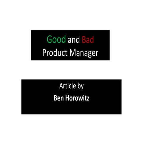 Good & Bad product manager