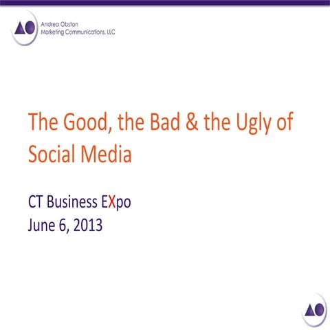 The Good, the Bad & the Ugly of Social Media