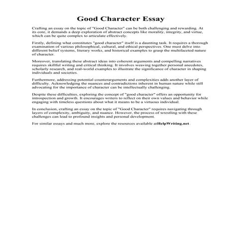 Good Character Essay