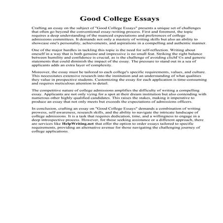 Good College Essays. Successful college essays  Order Custom Essays at little...