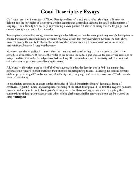 A Descriptive Essay About A Place | PDF