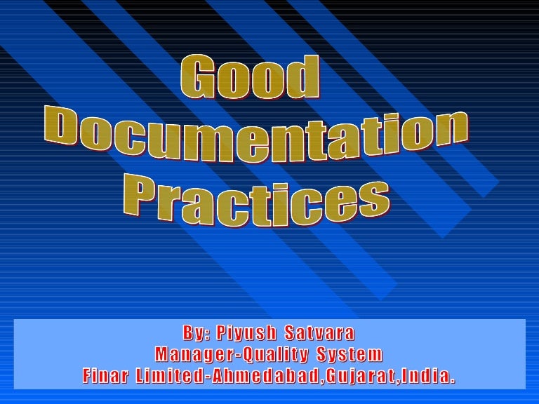 Good documentation practices