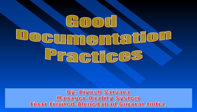 good documentation practice