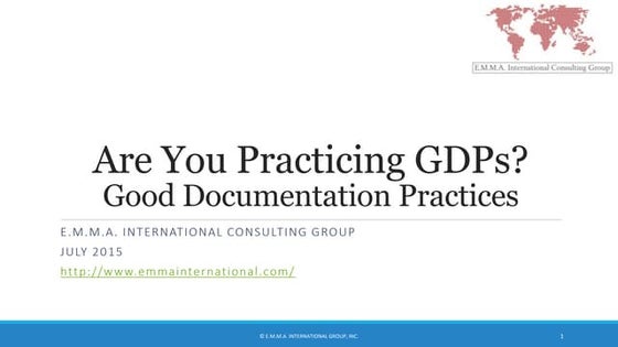 GMP - GOOD DOCUMENTATION PRACTICES | PPT