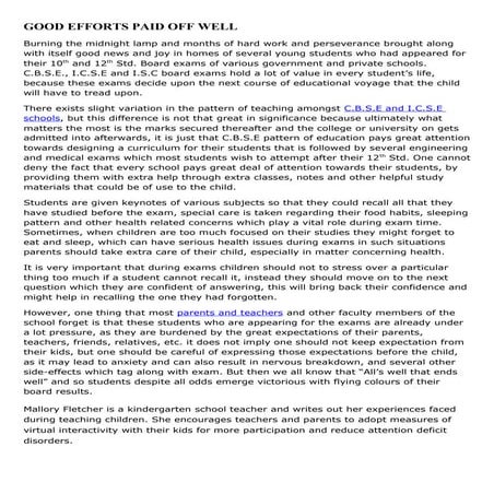 Good efforts paid off well