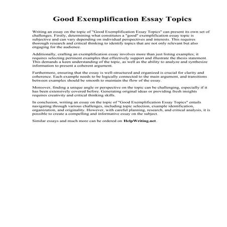 Good Exemplification Essay Topics