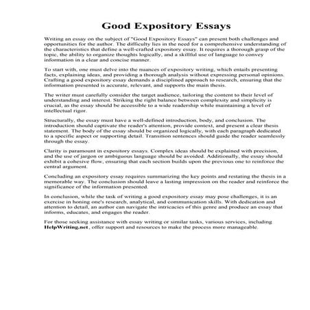 Good Expository Essays. Expository Essay ExamplesGreat Topic Ideas  Pro Essay...
