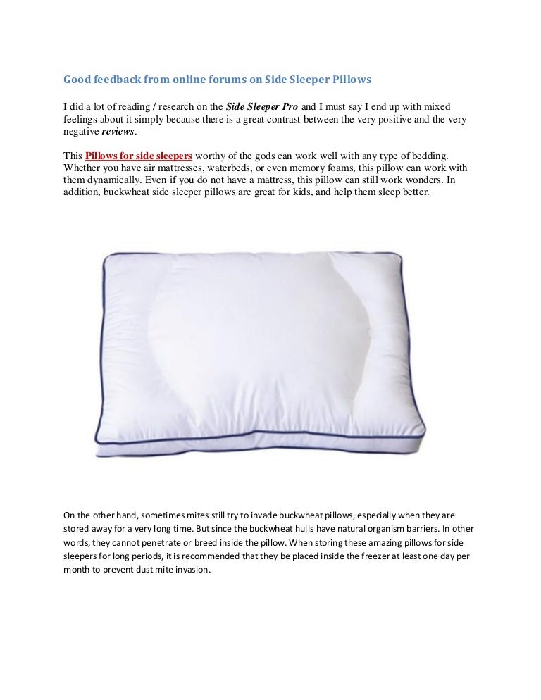 Good Feedback From Online Forums On Side Sleeper Pillows