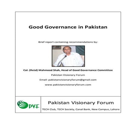 Good governance in Pakistan