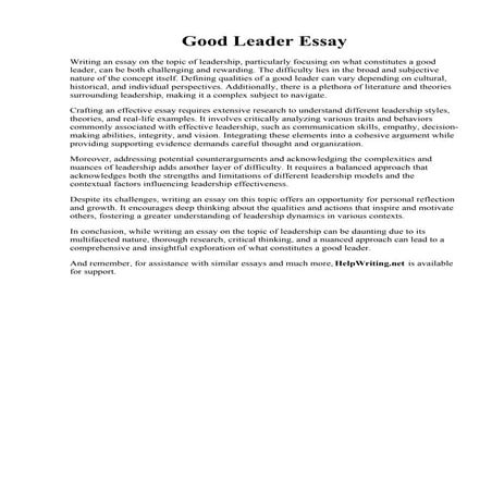 Good Leader Essay