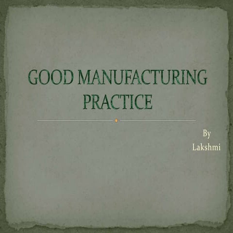 Good manufacturing practice pdf