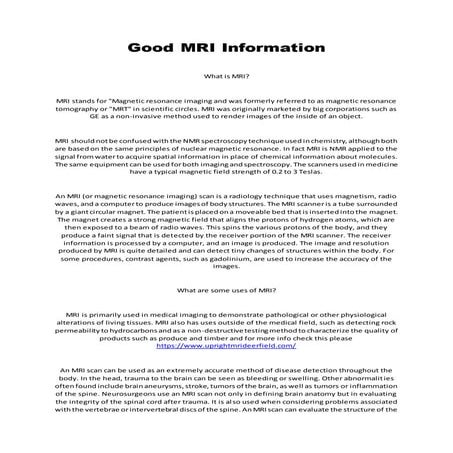 Good mri information
