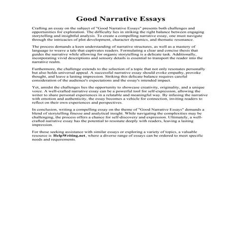 Good Narrative Essays