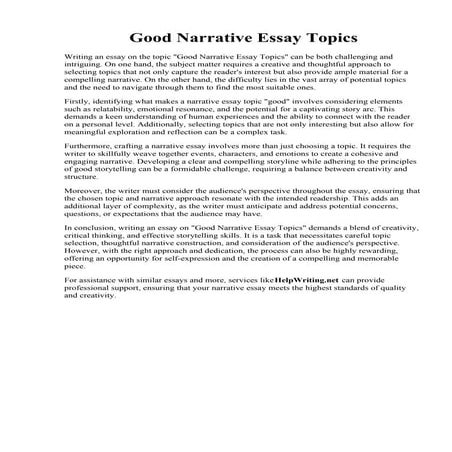 Good Narrative Essay Topics