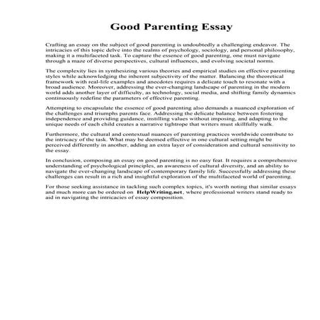 Good Parenting Essay. Central Wyoming College