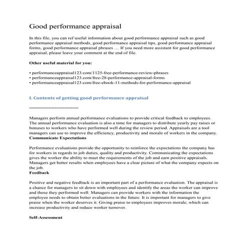 Good performance appraisal