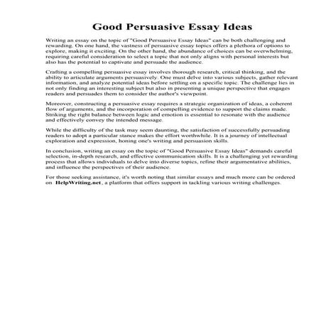 Good Persuasive Essay Ideas PDF