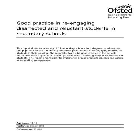 Good practice in re engaging disaffected and reluctant students in secondary ...