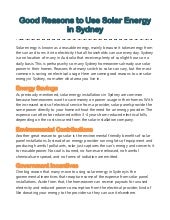 Good reasons to use solar energy in...