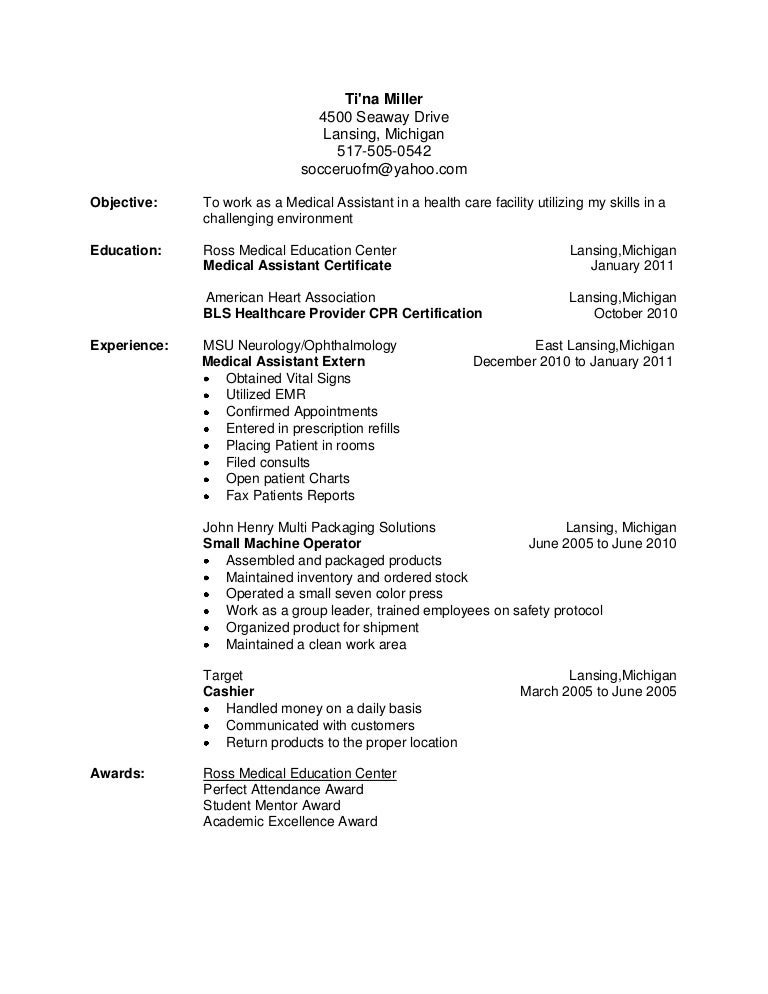 good resume for tina