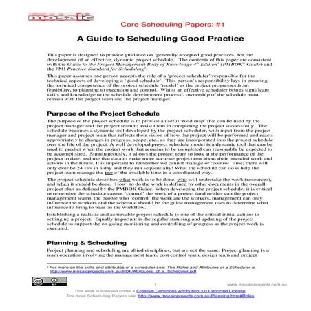 Good scheduling practice