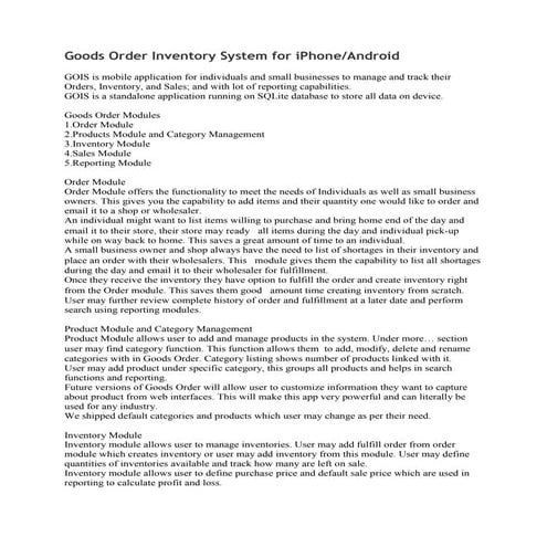 Goodsorderinventory details