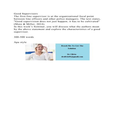 Good SupervisorsThe first-line supervisor is at the organizational.docx