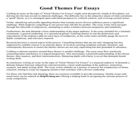 Good Themes For Essays