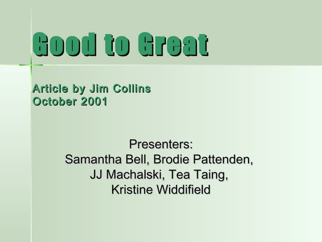 Good to great presentation