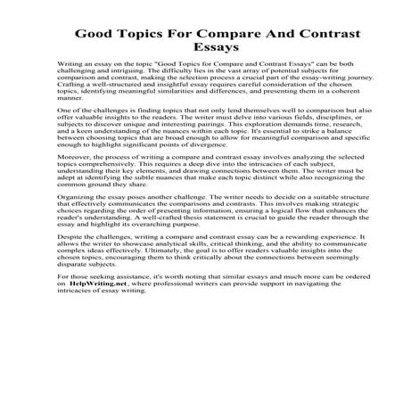 Good Topics For Compare And Contrast Essays.pdf